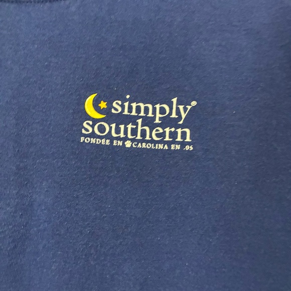 Simply Southern Preppy Dark Stars Dog Moon Long Sleeve Tee Women’s L Blue - Picture 4 of 8